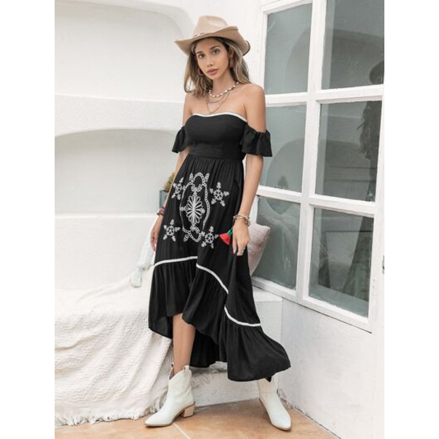 High - Low Off - Shoulder Dress Apparel and Accessories