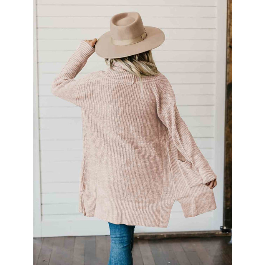 High-Low Open Front Cardigan with Pockets