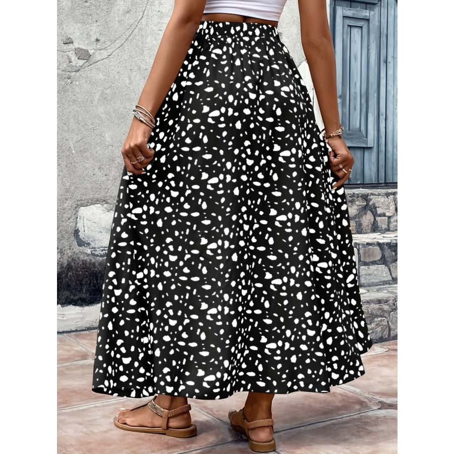 High - Low Printed Skirt Black / S Apparel and Accessories