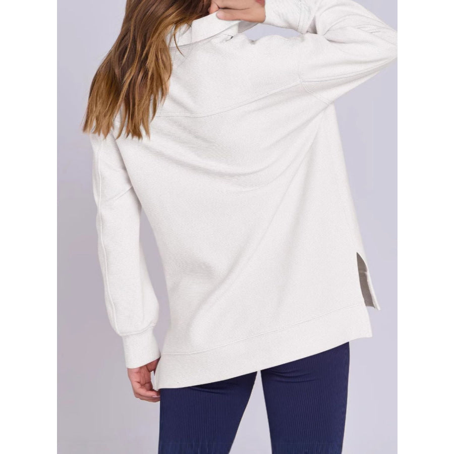 ฺHigh-Low Quarter Zip Long Sleeve Sweatshirt Apparel and Accessories