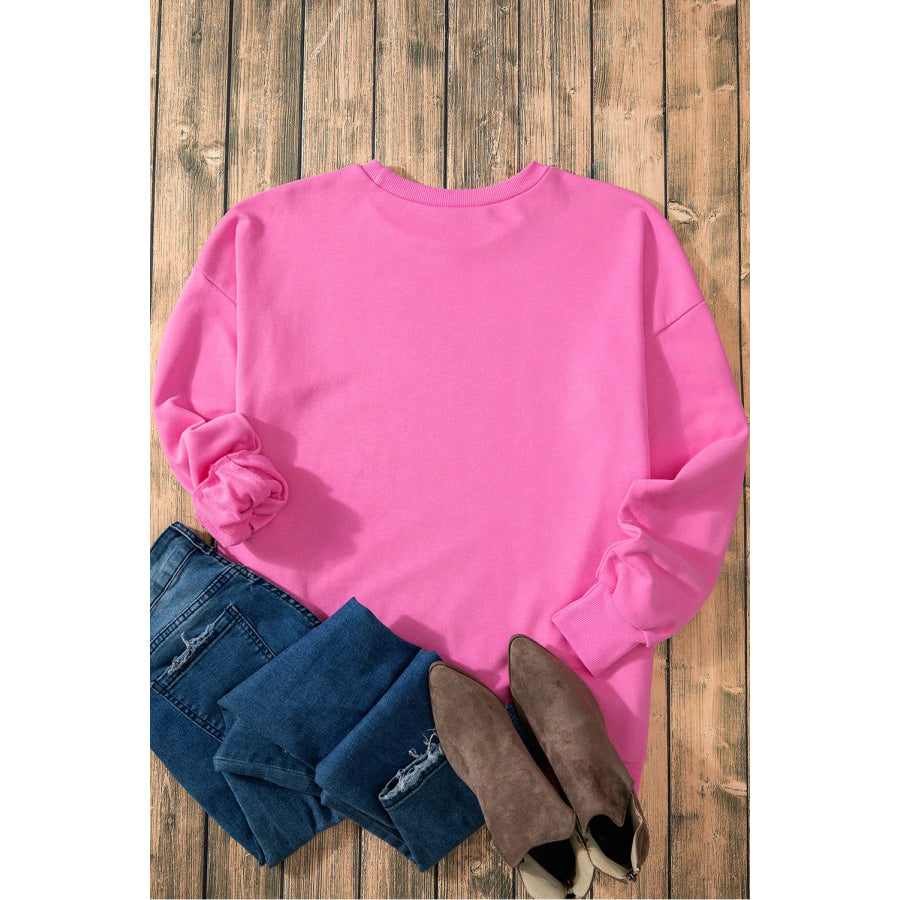 High-Low Round Neck Long Sleeve Sweatshirt Apparel and Accessories