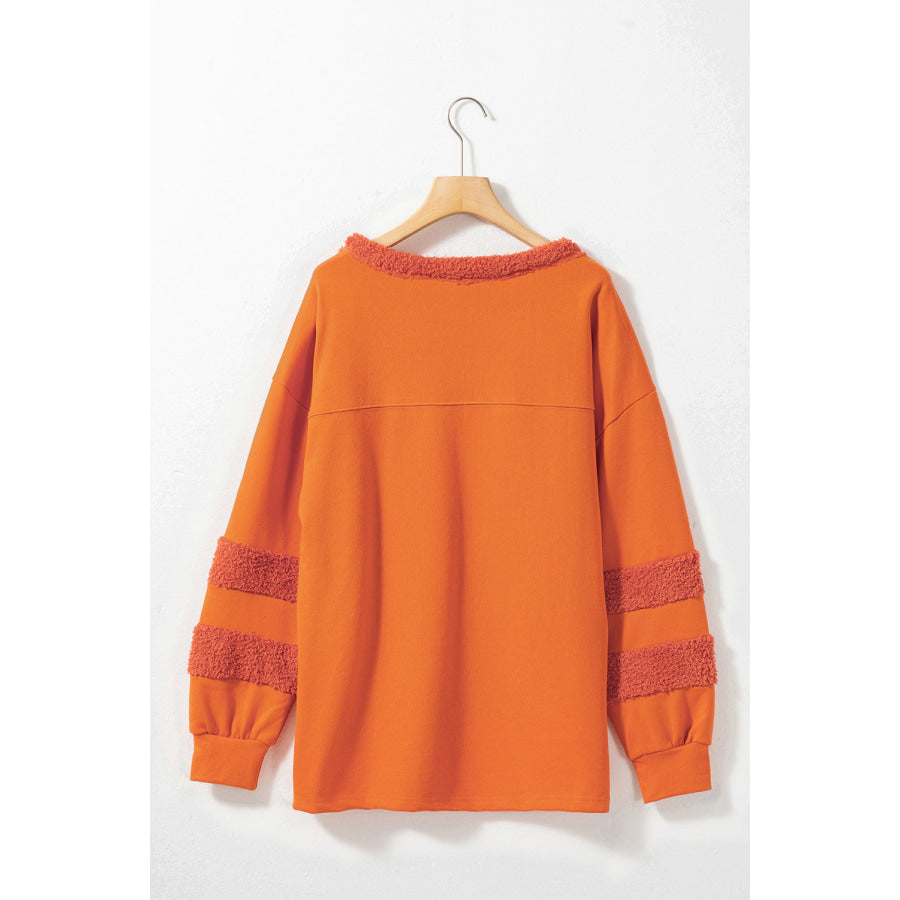 High-Low Round Neck Long Sleeve Sweatshirt Apparel and Accessories