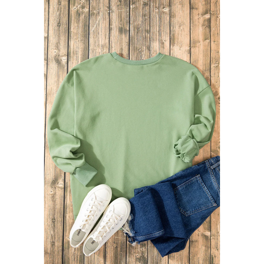 High-Low Round Neck Long Sleeve Sweatshirt Apparel and Accessories