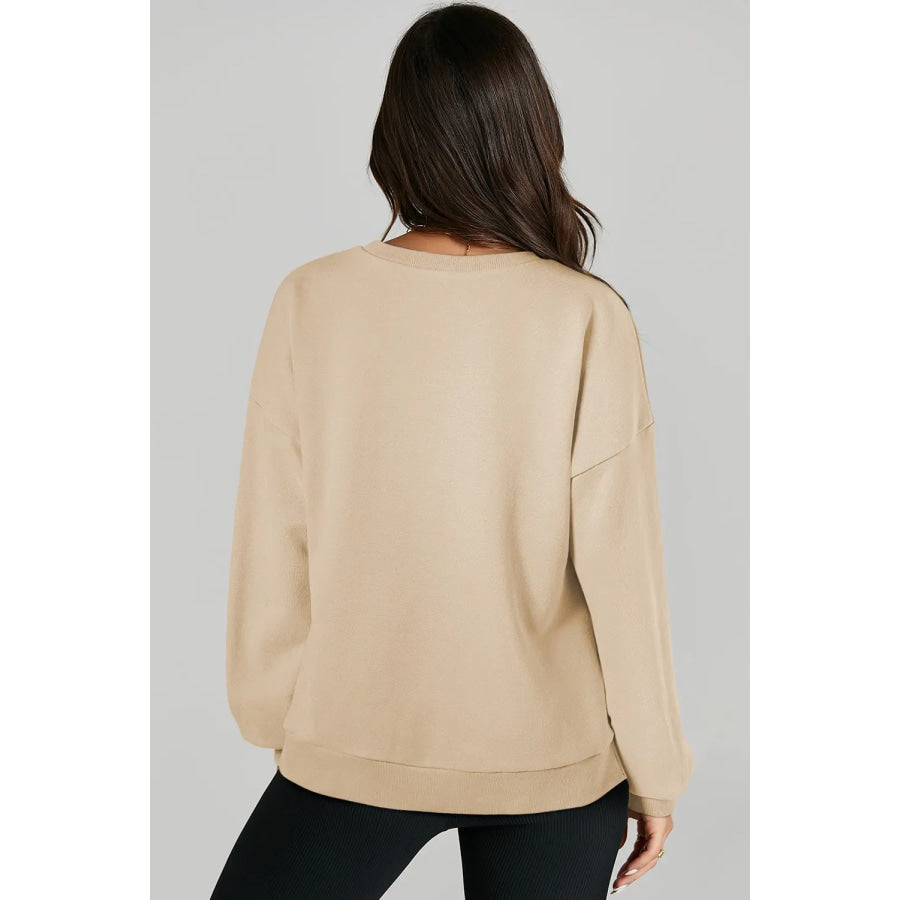 High-Low Round Neck Long Sleeve Sweatshirt Apparel and Accessories