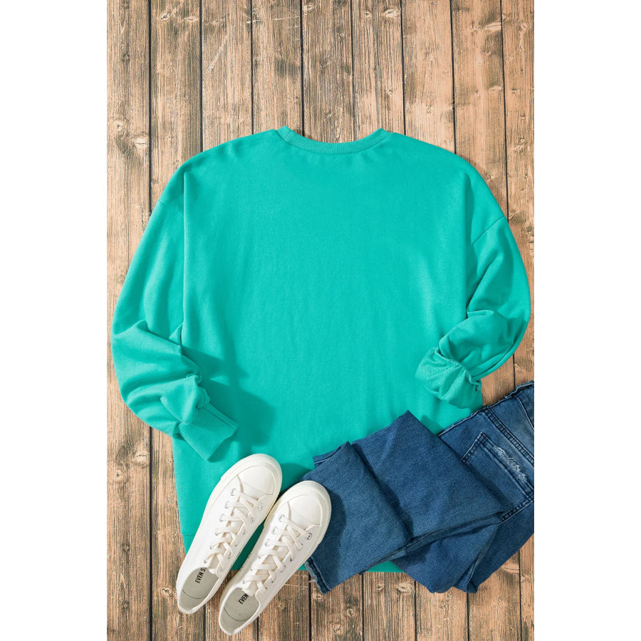 High-Low Round Neck Long Sleeve Sweatshirt Apparel and Accessories