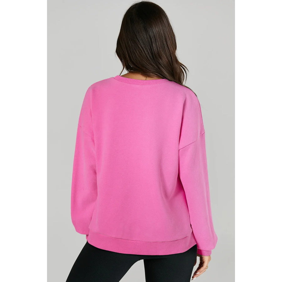 High-Low Round Neck Long Sleeve Sweatshirt Apparel and Accessories