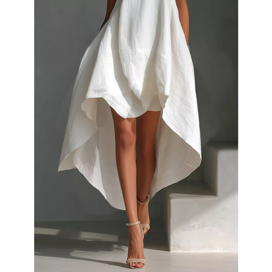 High-Low Round Neck Sleeveless Dress Apparel and Accessories