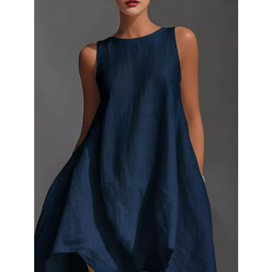High-Low Round Neck Sleeveless Dress Apparel and Accessories