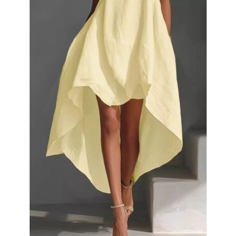 High-Low Round Neck Sleeveless Dress Apparel and Accessories
