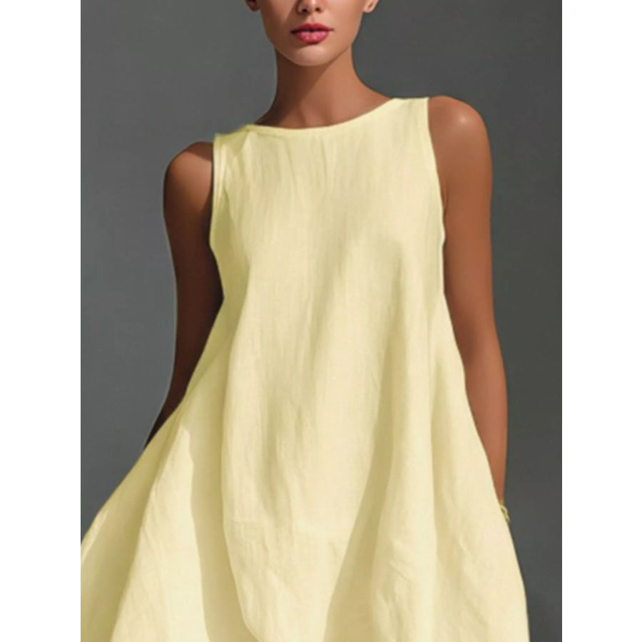 High-Low Round Neck Sleeveless Dress Apparel and Accessories