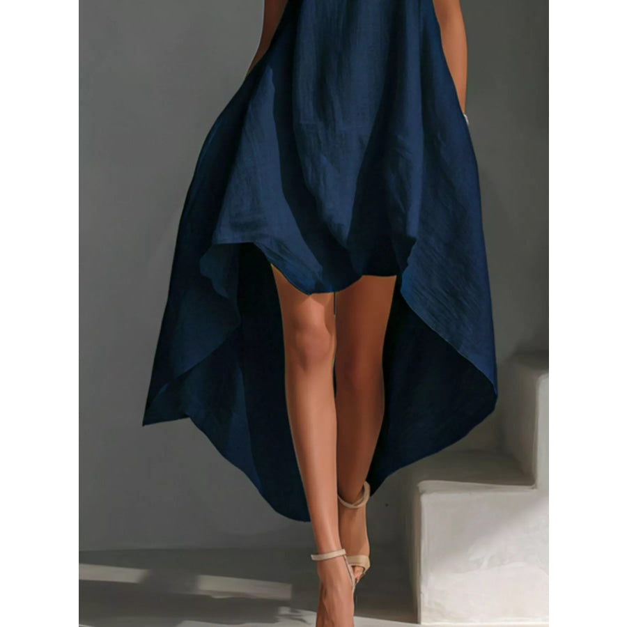 High-Low Round Neck Sleeveless Dress Apparel and Accessories