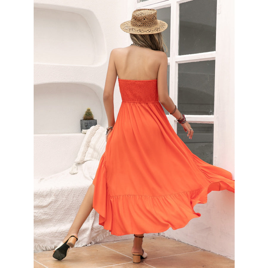 High - Low Ruched Tube Dress Apparel and Accessories