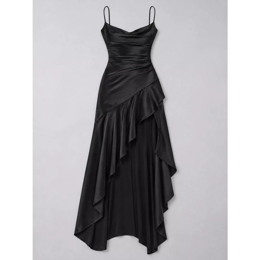 High-Low Ruffle Hem Evening Dress Apparel and Accessories