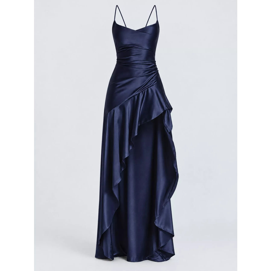 High-Low Ruffle Hem Evening Dress Apparel and Accessories