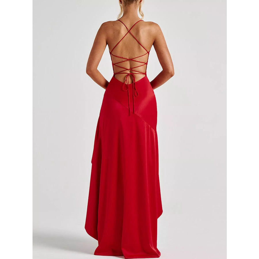High-Low Ruffle Hem Evening Dress Apparel and Accessories