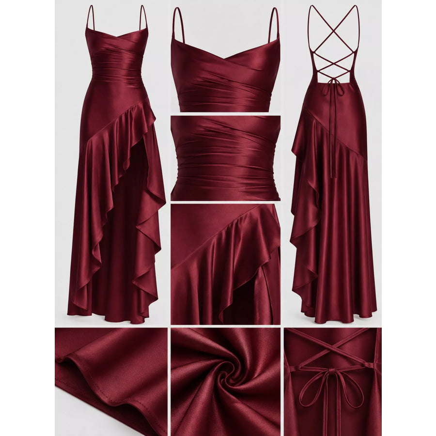High-Low Ruffle Hem Evening Dress Apparel and Accessories
