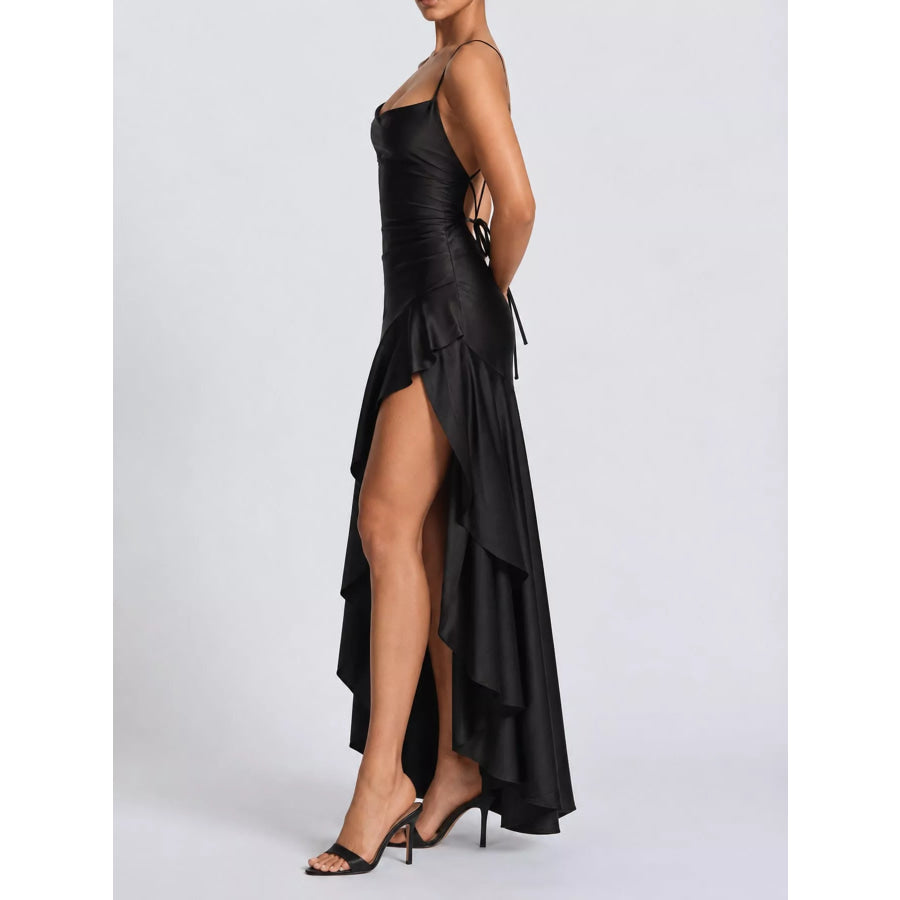 High-Low Ruffle Hem Evening Dress Apparel and Accessories