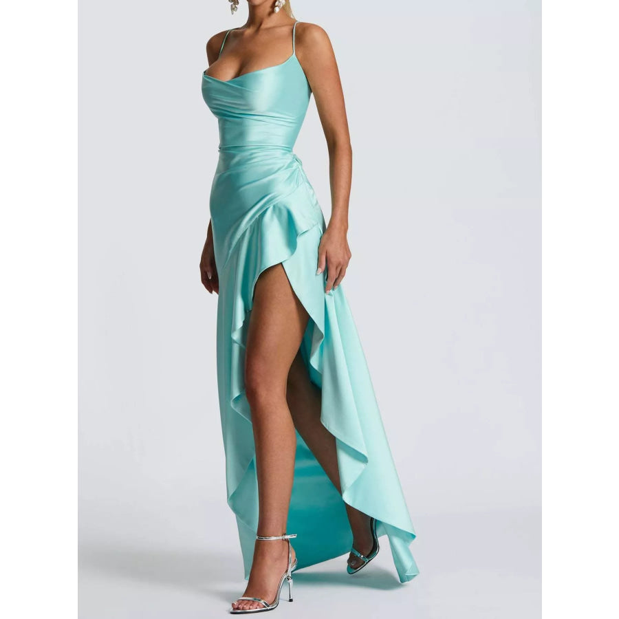 High-Low Ruffle Hem Evening Dress Apparel and Accessories