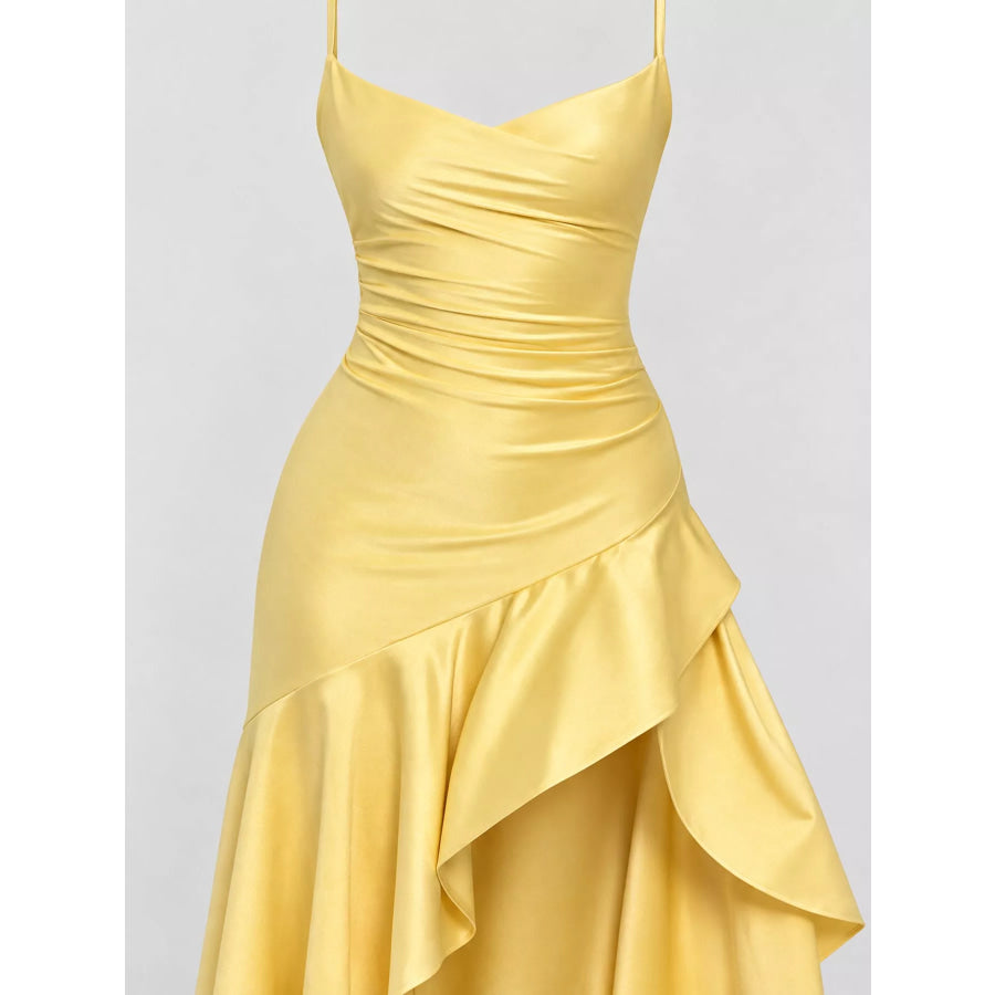 High-Low Ruffle Hem Evening Dress Apparel and Accessories