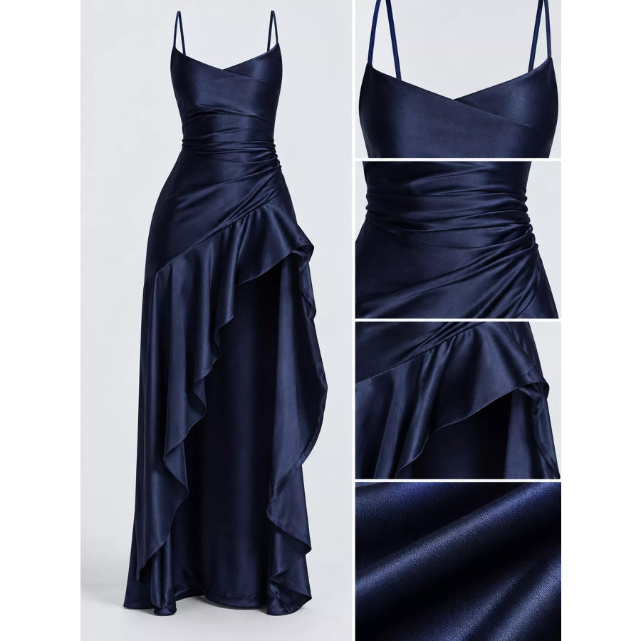 High-Low Ruffle Hem Evening Dress Apparel and Accessories