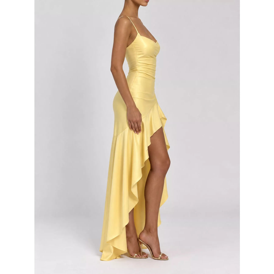 High-Low Ruffle Hem Evening Dress Apparel and Accessories
