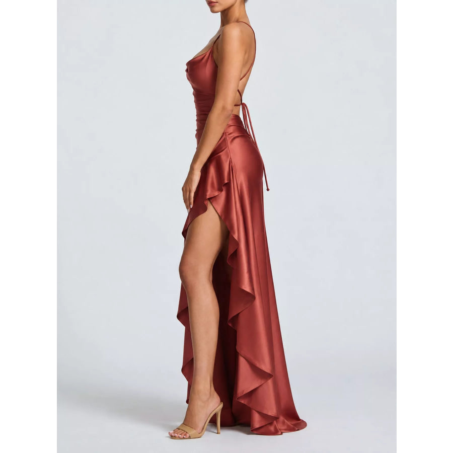 High-Low Ruffle Hem Evening Dress Apparel and Accessories