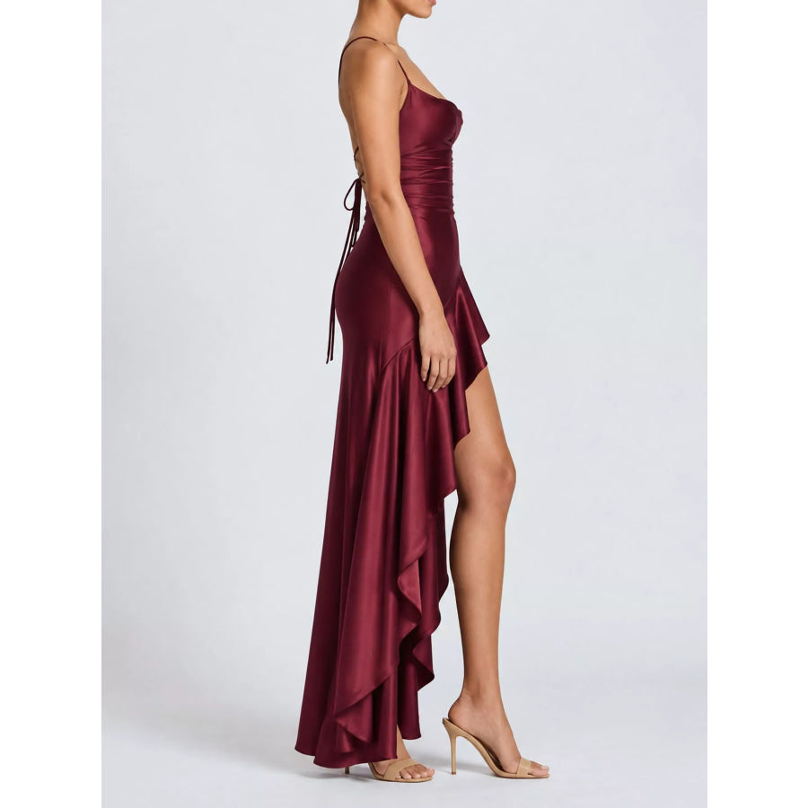 High-Low Ruffle Hem Evening Dress Apparel and Accessories