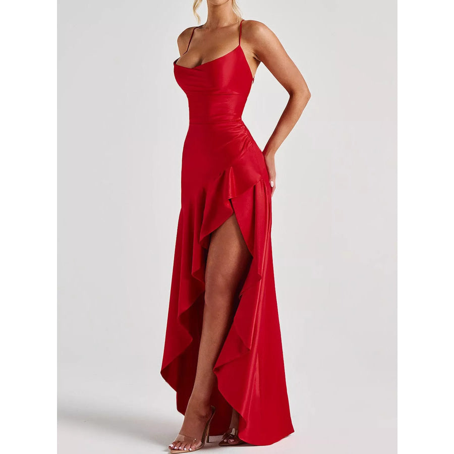 High-Low Ruffle Hem Evening Dress Apparel and Accessories