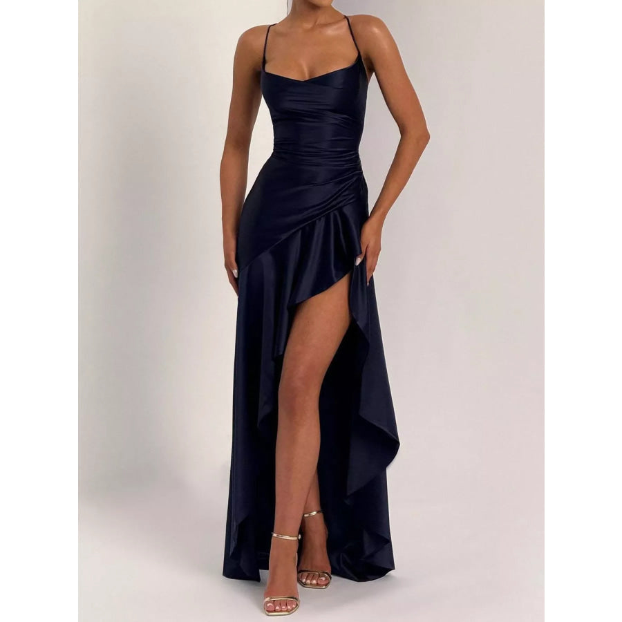 High-Low Ruffle Hem Evening Dress Apparel and Accessories