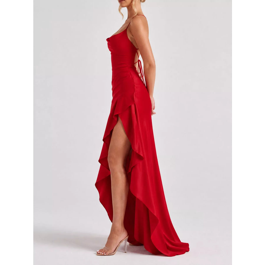 High-Low Ruffle Hem Evening Dress Apparel and Accessories