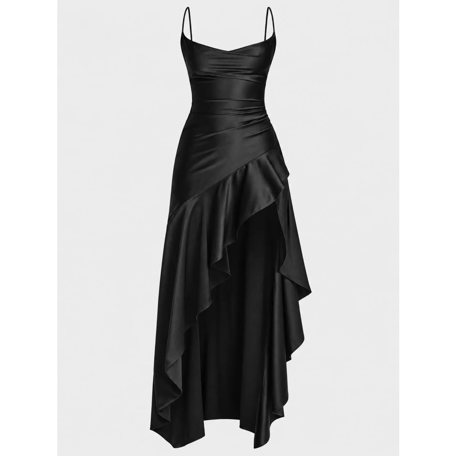 High-Low Ruffle Hem Evening Dress Apparel and Accessories