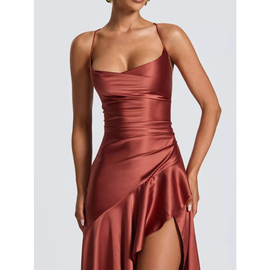 High-Low Ruffle Hem Evening Dress Apparel and Accessories