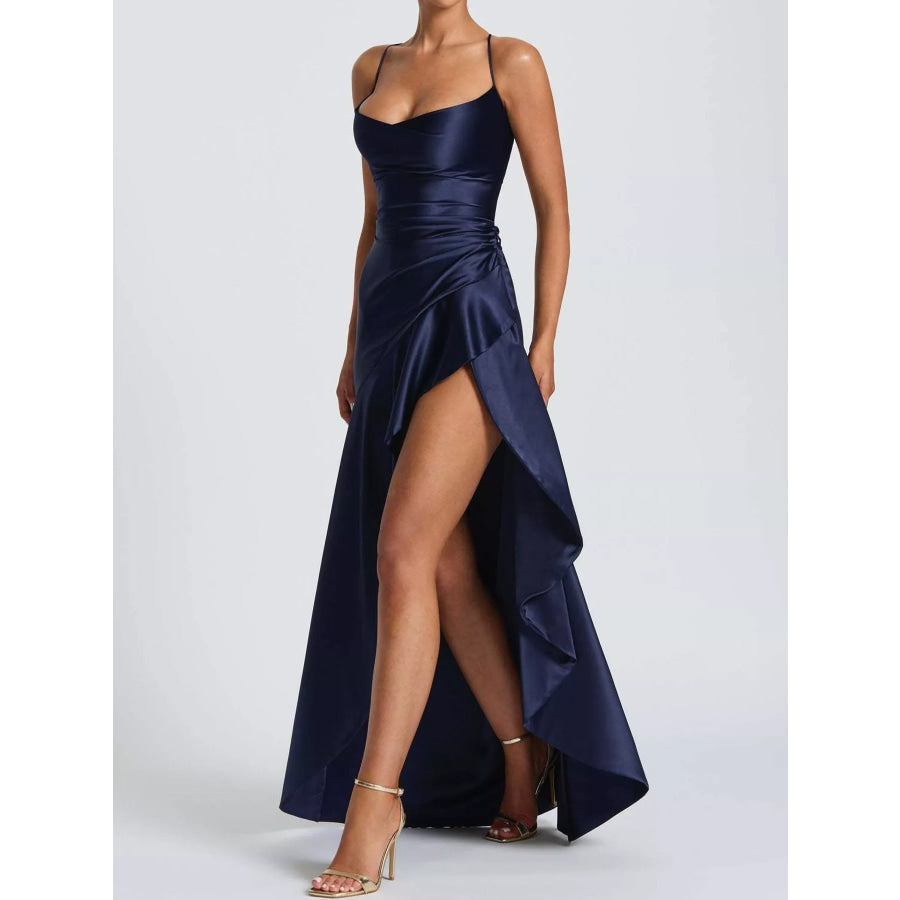High-Low Ruffle Hem Evening Dress Apparel and Accessories