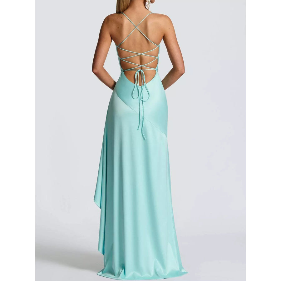 High-Low Ruffle Hem Evening Dress Apparel and Accessories