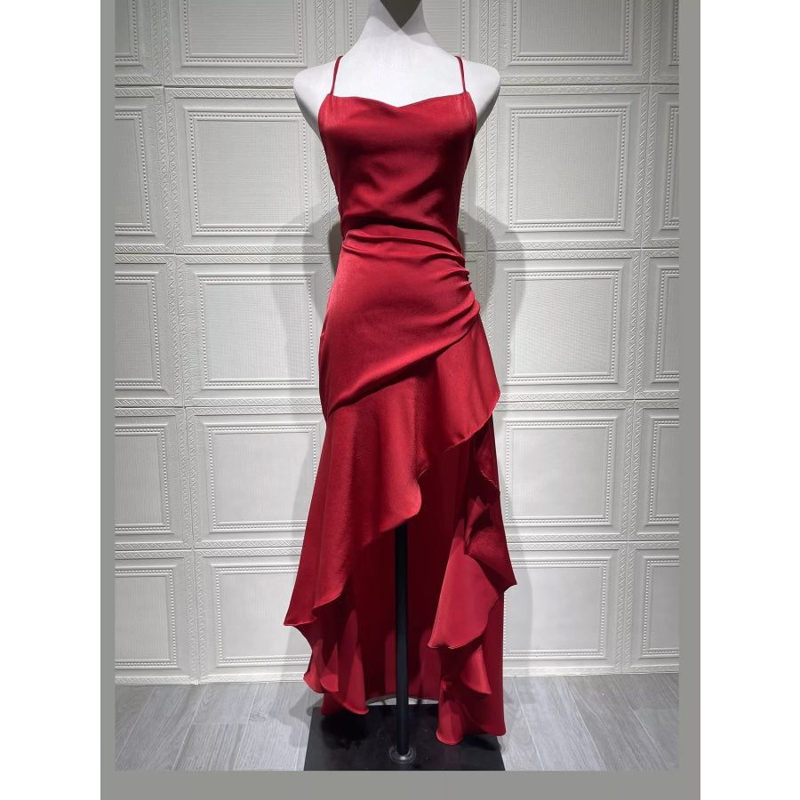High-Low Ruffle Hem Evening Dress Apparel and Accessories