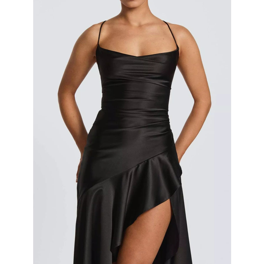 High-Low Ruffle Hem Evening Dress Apparel and Accessories
