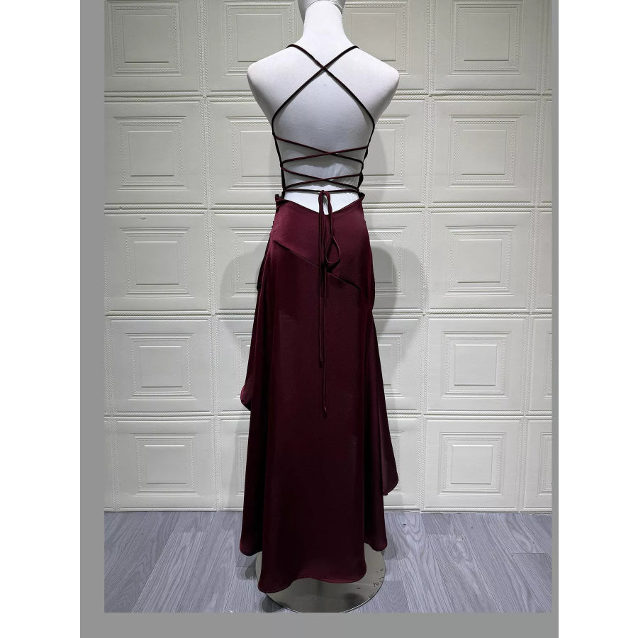 High-Low Ruffle Hem Evening Dress Apparel and Accessories