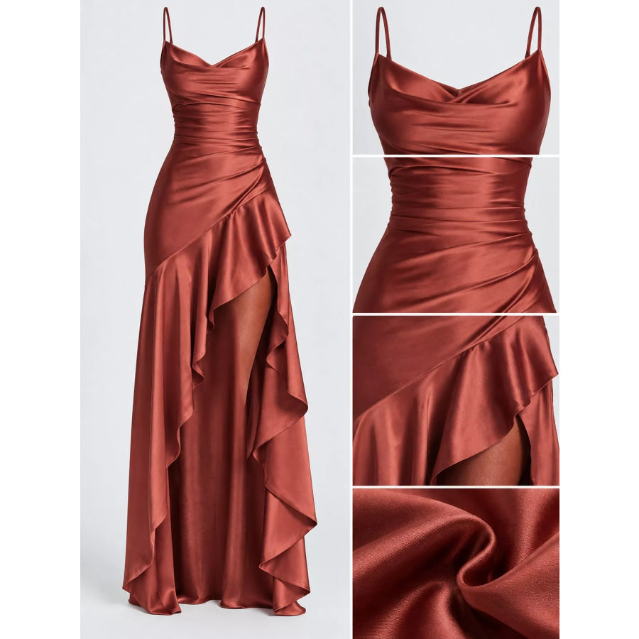 High-Low Ruffle Hem Evening Dress Apparel and Accessories