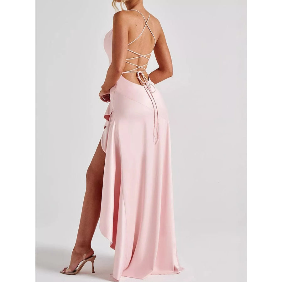 High-Low Ruffle Hem Evening Dress Apparel and Accessories