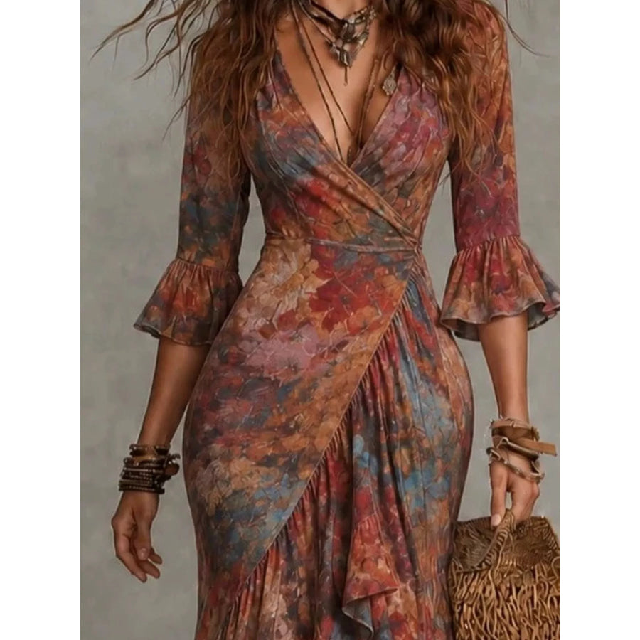 High-Low Ruffled Maxi Dress Apparel and Accessories