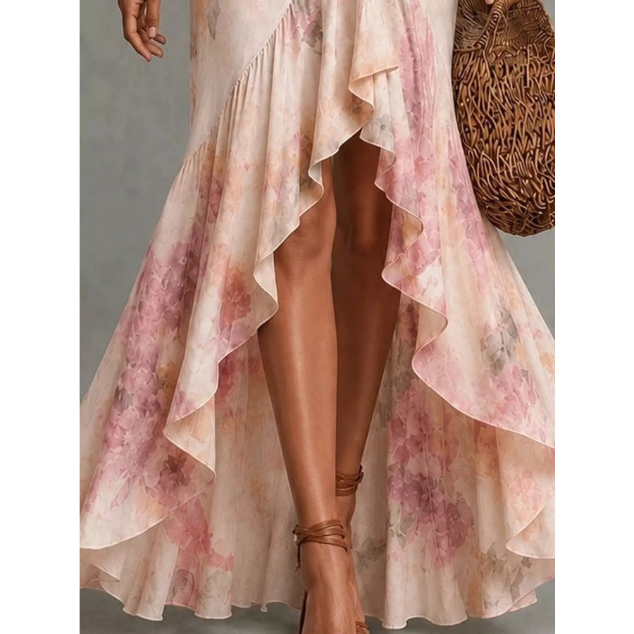 High-Low Ruffled Maxi Dress Apparel and Accessories