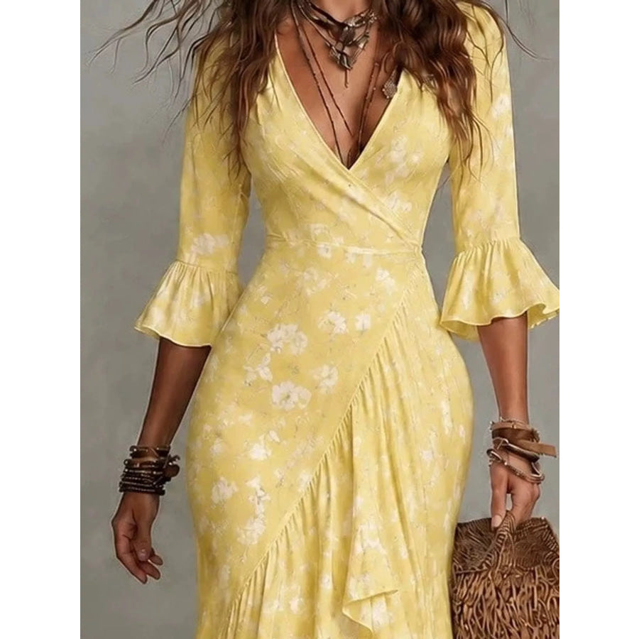 High-Low Ruffled Maxi Dress Apparel and Accessories