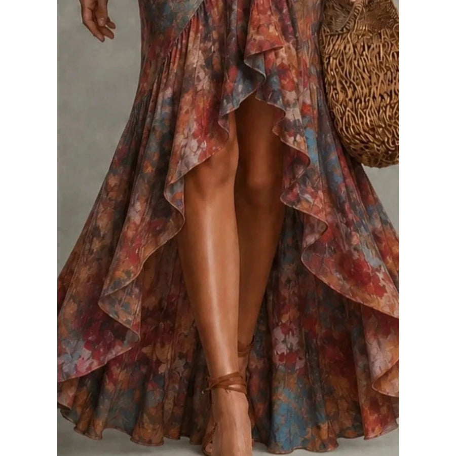 High-Low Ruffled Maxi Dress Apparel and Accessories