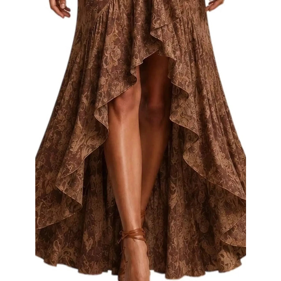 High-Low Ruffled Maxi Dress Apparel and Accessories
