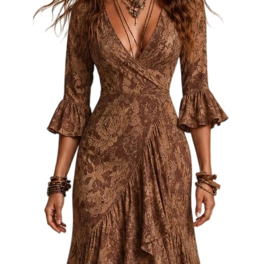 High-Low Ruffled Maxi Dress Apparel and Accessories