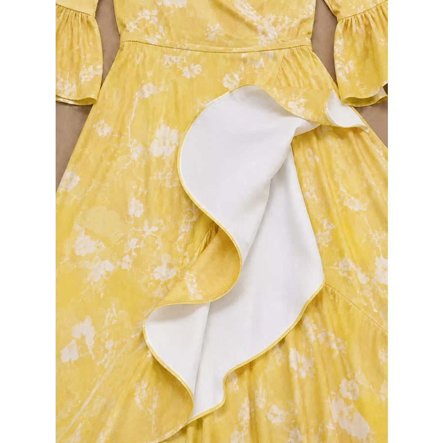 High-Low Ruffled Maxi Dress Apparel and Accessories