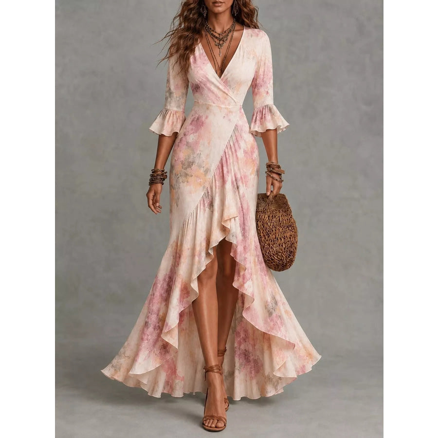 High-Low Ruffled Maxi Dress Dusty Pink / XS Apparel and Accessories