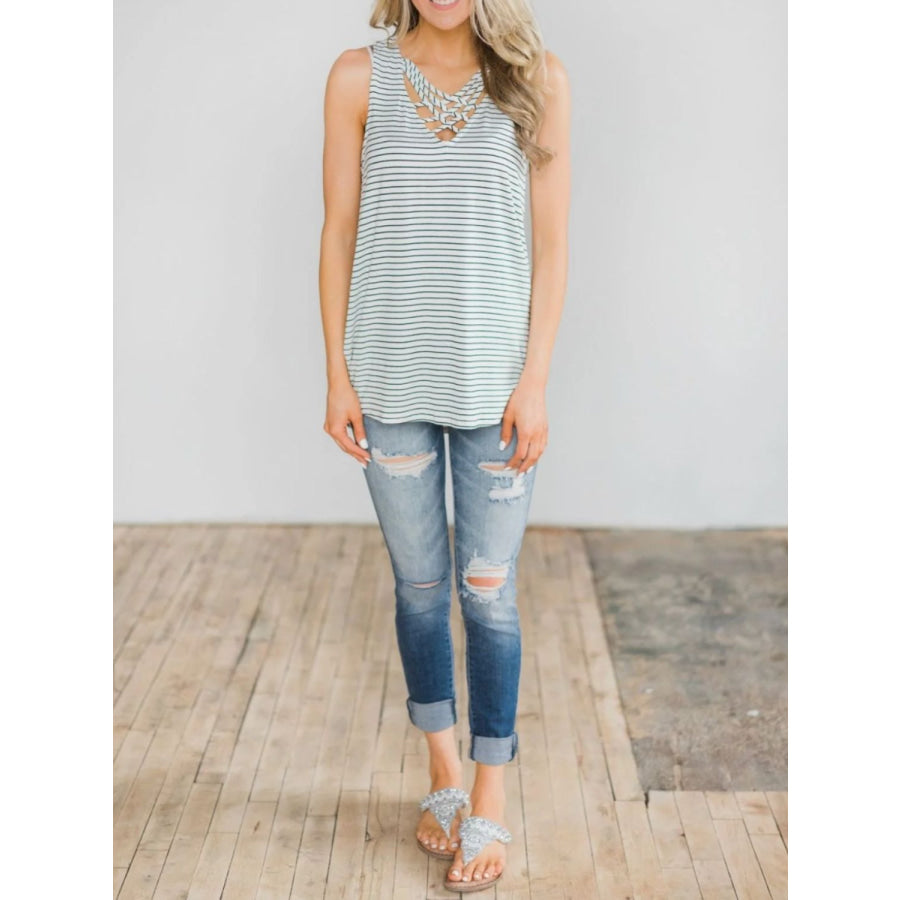 High - Low Striped Tank Apparel and Accessories