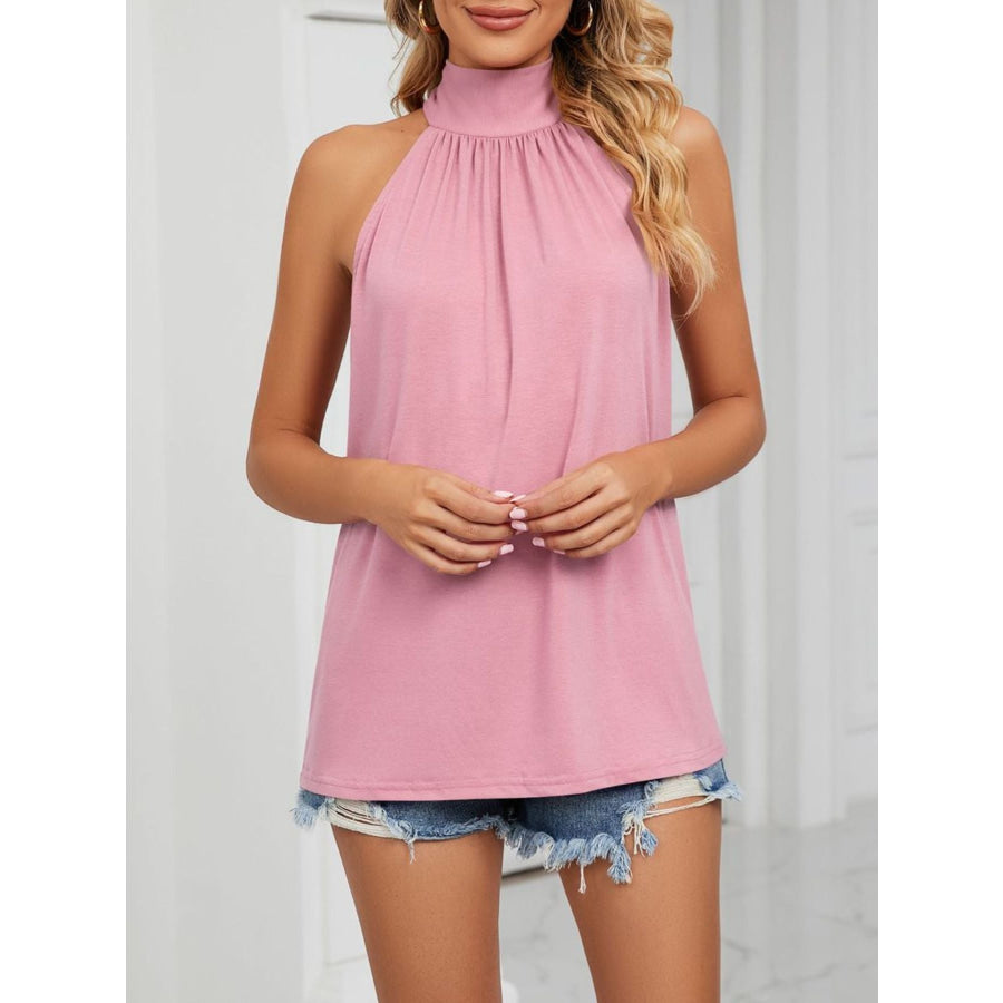 High Neck Tie Back Cami Blush Pink / S Apparel and Accessories