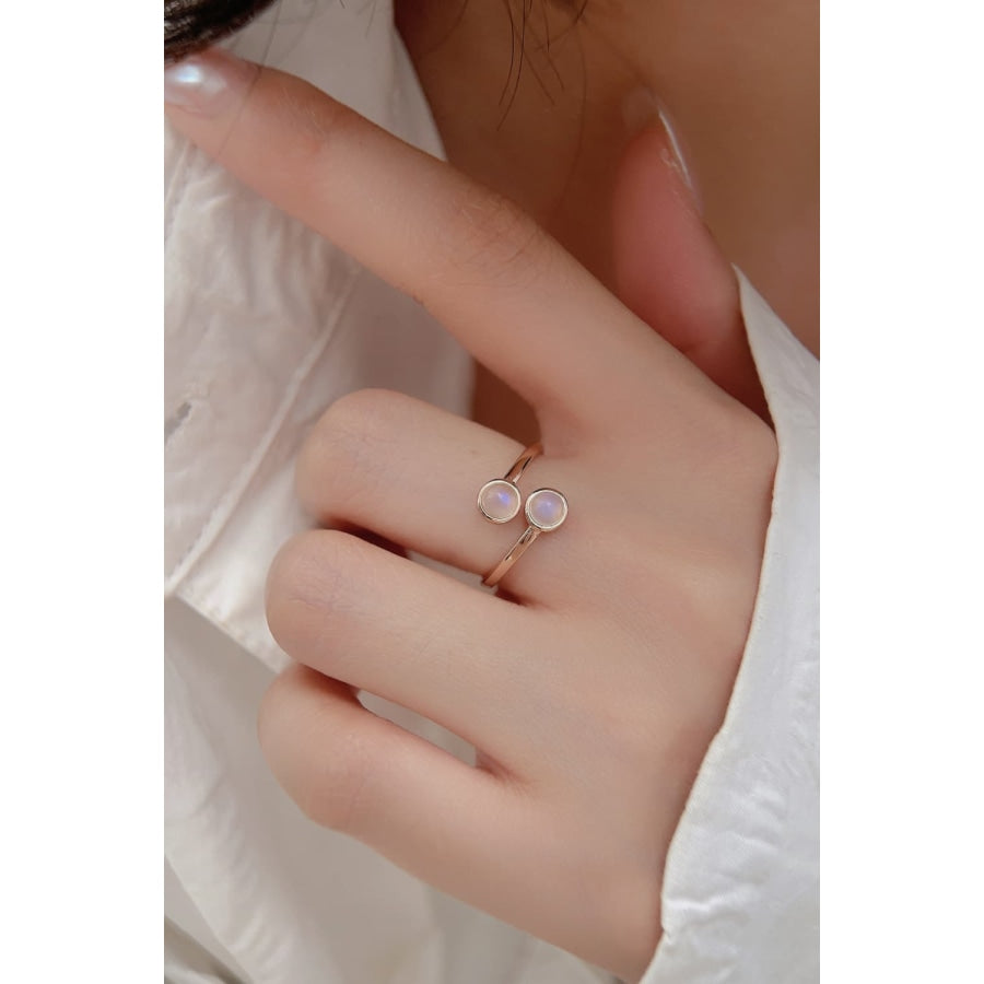 High Quality Natural Moonstone 925 Sterling Silver Toi Et Moi Ring Rose Gold / One Size